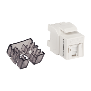 Keystone module, RJ45, category 5E, UTP, 180 degrees, with built-in shutter